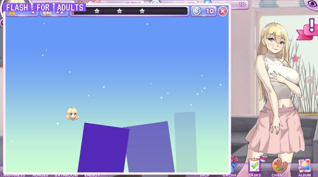 flappy wings game mode that is a mini game in pocket waifu