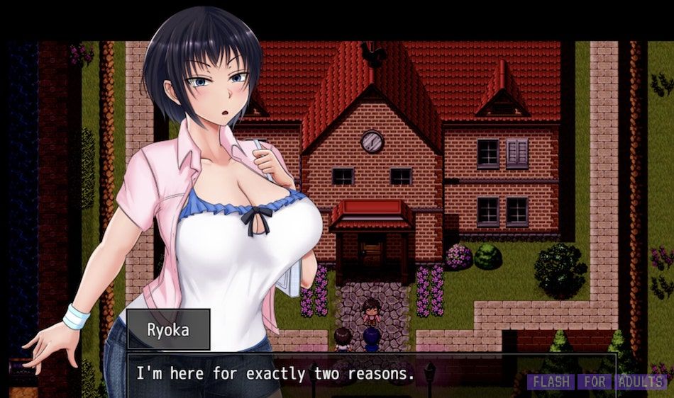 Ryoka in a dialogue scene saying: I'm here for exactly two reasons from a part of the video game scars of summer.